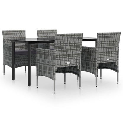Set da Pranzo da Giardino 5 pz con Cuscini Grigio e Nero - homemem39