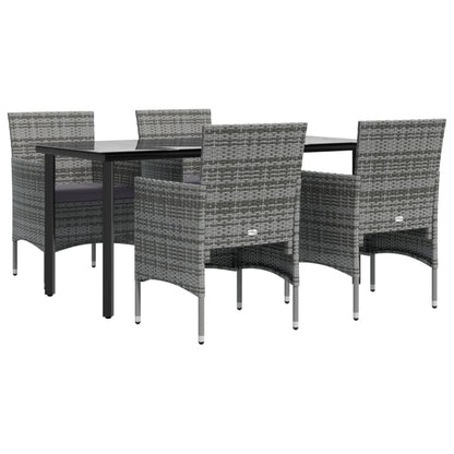 Set da Pranzo da Giardino 5 pz con Cuscini Grigio e Nero - homemem39