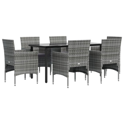 Set da Pranzo da Giardino 7 pz con Cuscini Grigio e Nero | homemem39