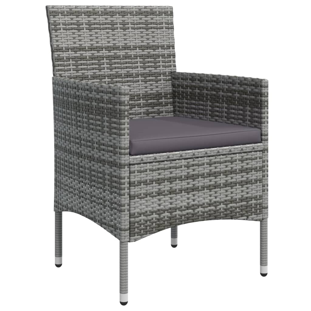 Set da Pranzo da Giardino 7 pz con Cuscini Grigio e Nero - homemem39