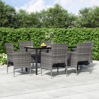 Set da Pranzo da Giardino 7 pz con Cuscini Grigio e Nero | homemem39