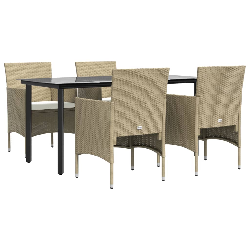 Set da Pranzo da Giardino 5 pz con Cuscini Beige e Nero - homemem39