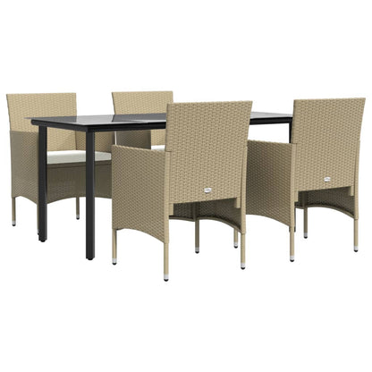 Set da Pranzo da Giardino 5 pz con Cuscini Beige e Nero - homemem39