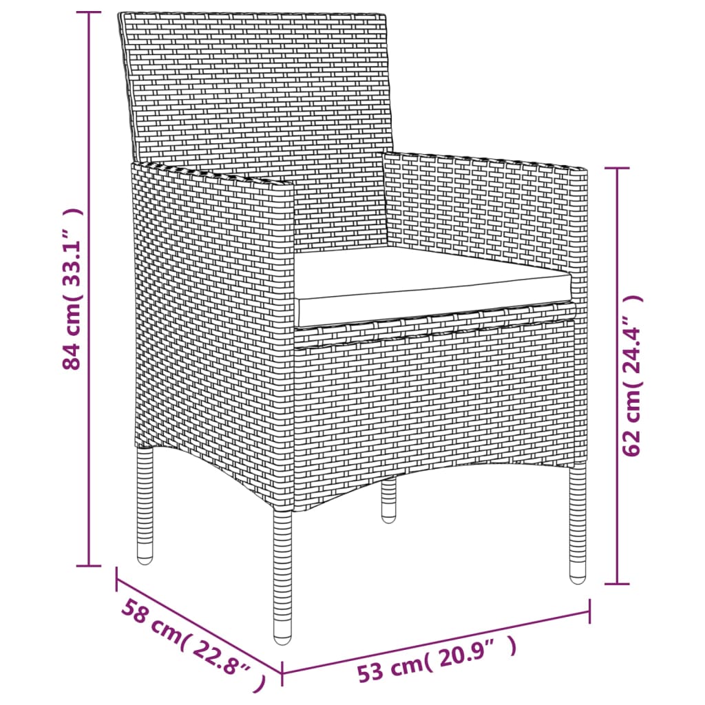Set da Pranzo da Giardino 5 pz con Cuscini Beige e Nero | homemem39