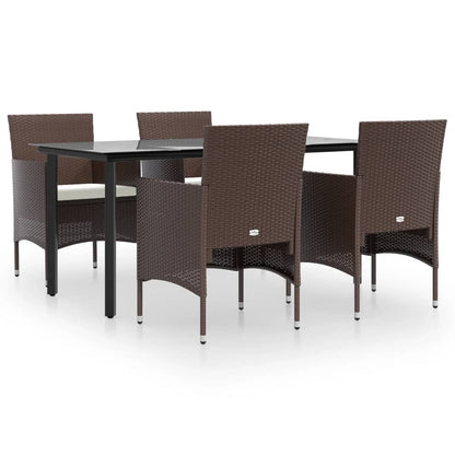 Set da Pranzo da Giardino 5 pz con Cuscini Marrone e Nero | homemem39