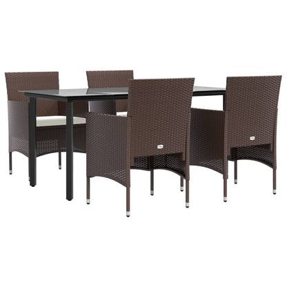 Set da Pranzo da Giardino 5 pz con Cuscini Marrone e Nero - homemem39