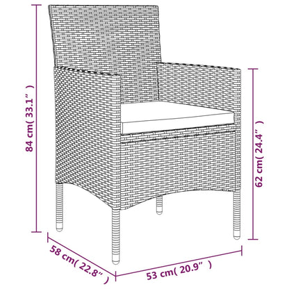 Set da Pranzo da Giardino 5 pz con Cuscini Marrone e Nero | homemem39