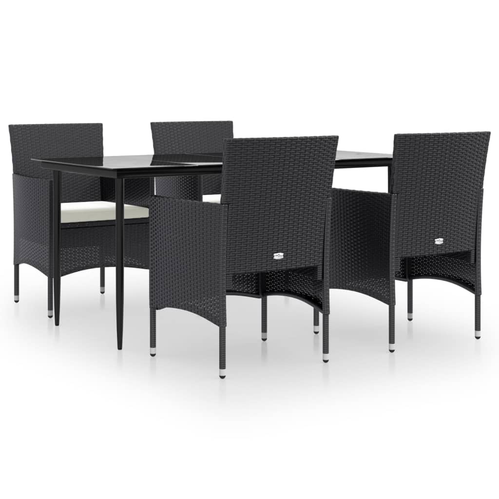 Set da Pranzo da Giardino 5 pz con Cuscini Nero | homemem39