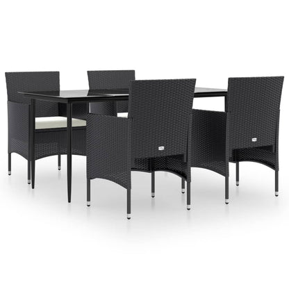 Set da Pranzo da Giardino 5 pz con Cuscini Nero | homemem39