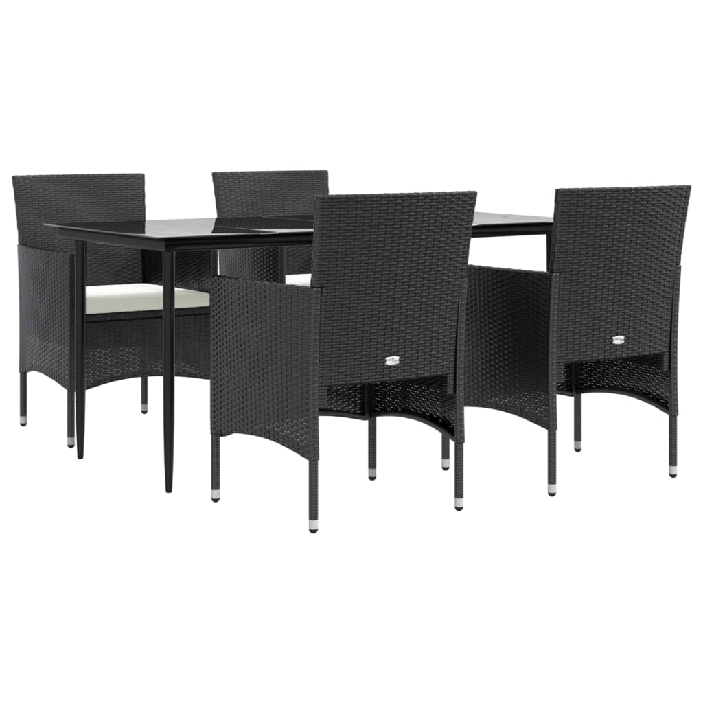 Set da Pranzo da Giardino 5 pz con Cuscini Nero | homemem39