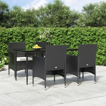 Set da Pranzo da Giardino 5 pz con Cuscini Nero | homemem39