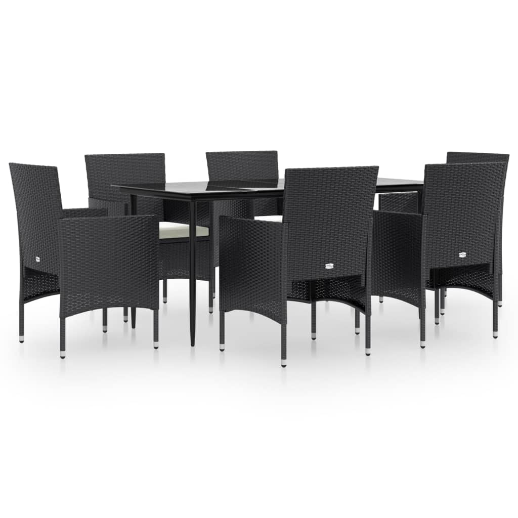 Set da Pranzo da Giardino 7 pz con Cuscini Nero | homemem39
