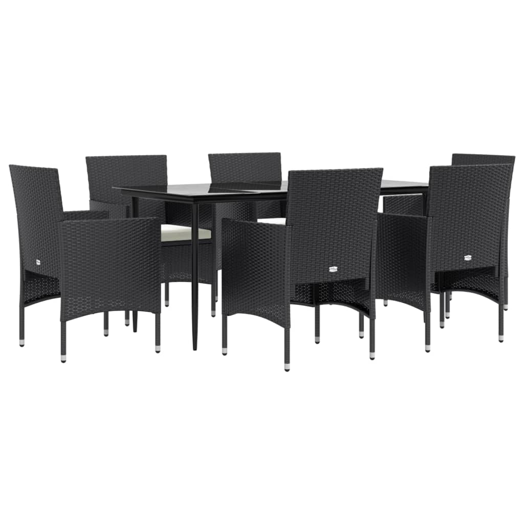 Set da Pranzo da Giardino 7 pz con Cuscini Nero | homemem39
