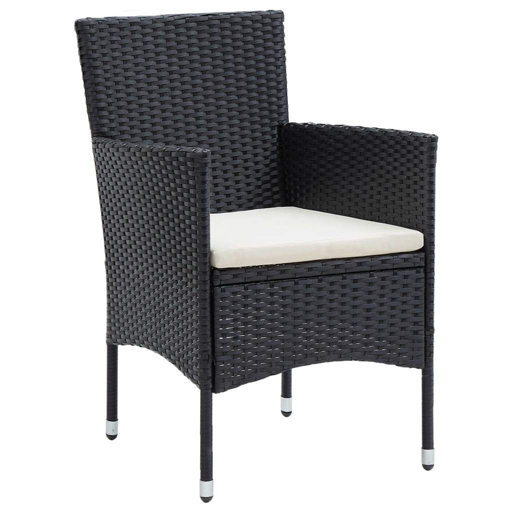 Set da Pranzo da Giardino 7 pz con Cuscini Nero | homemem39