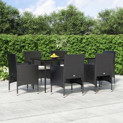 Set da Pranzo da Giardino 7 pz con Cuscini Nero | homemem39
