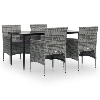 Set da Pranzo da Giardino 5 pz con Cuscini Grigio e Nero | homemem39