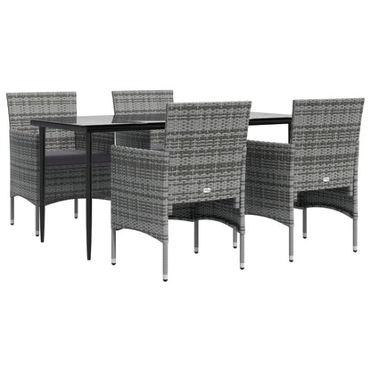 Set da Pranzo da Giardino 5 pz con Cuscini Grigio e Nero - homemem39