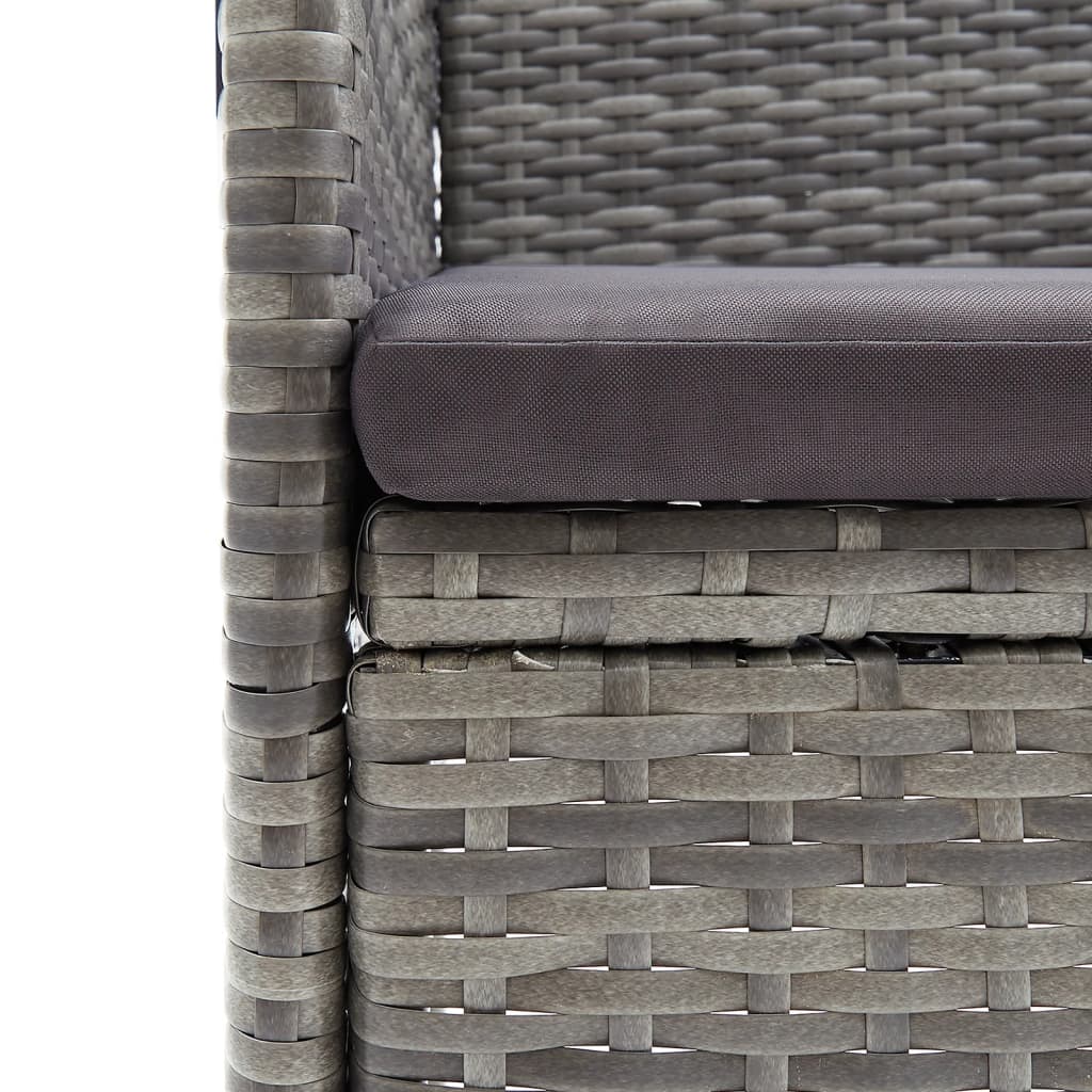 Set da Pranzo da Giardino 5 pz con Cuscini Grigio e Nero | homemem39