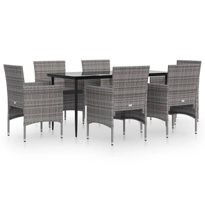 Set da Pranzo da Giardino 7 pz con Cuscini Grigio e Nero | homemem39