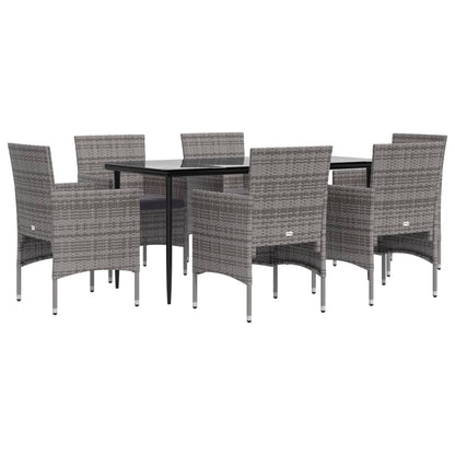 Set da Pranzo da Giardino 7 pz con Cuscini Grigio e Nero | homemem39