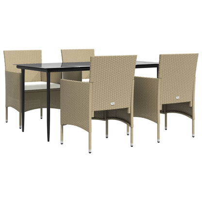 Set da Pranzo da Giardino 5 pz con Cuscini Beige e Nero | homemem39