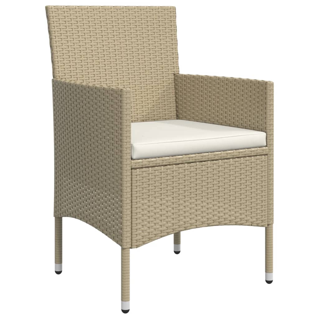 Set da Pranzo da Giardino 7 pz con Cuscini Beige e Nero | homemem39