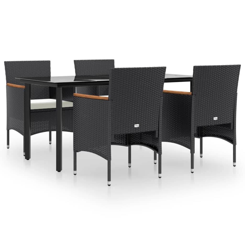 Set da Pranzo da Giardino 5 pz con Cuscini Nero | homemem39