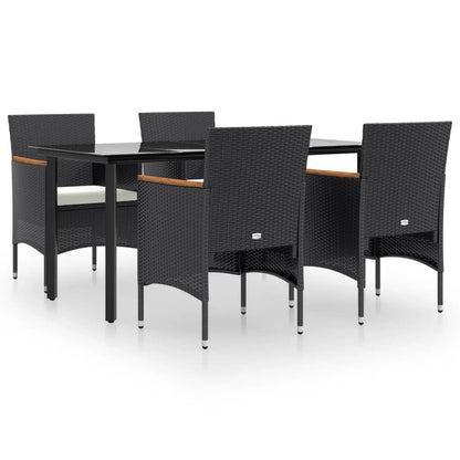Set da Pranzo da Giardino 5 pz con Cuscini Nero | homemem39