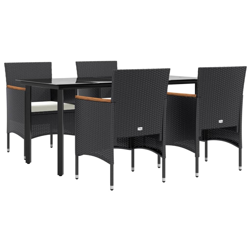 Set da Pranzo da Giardino 5 pz con Cuscini Nero - homemem39