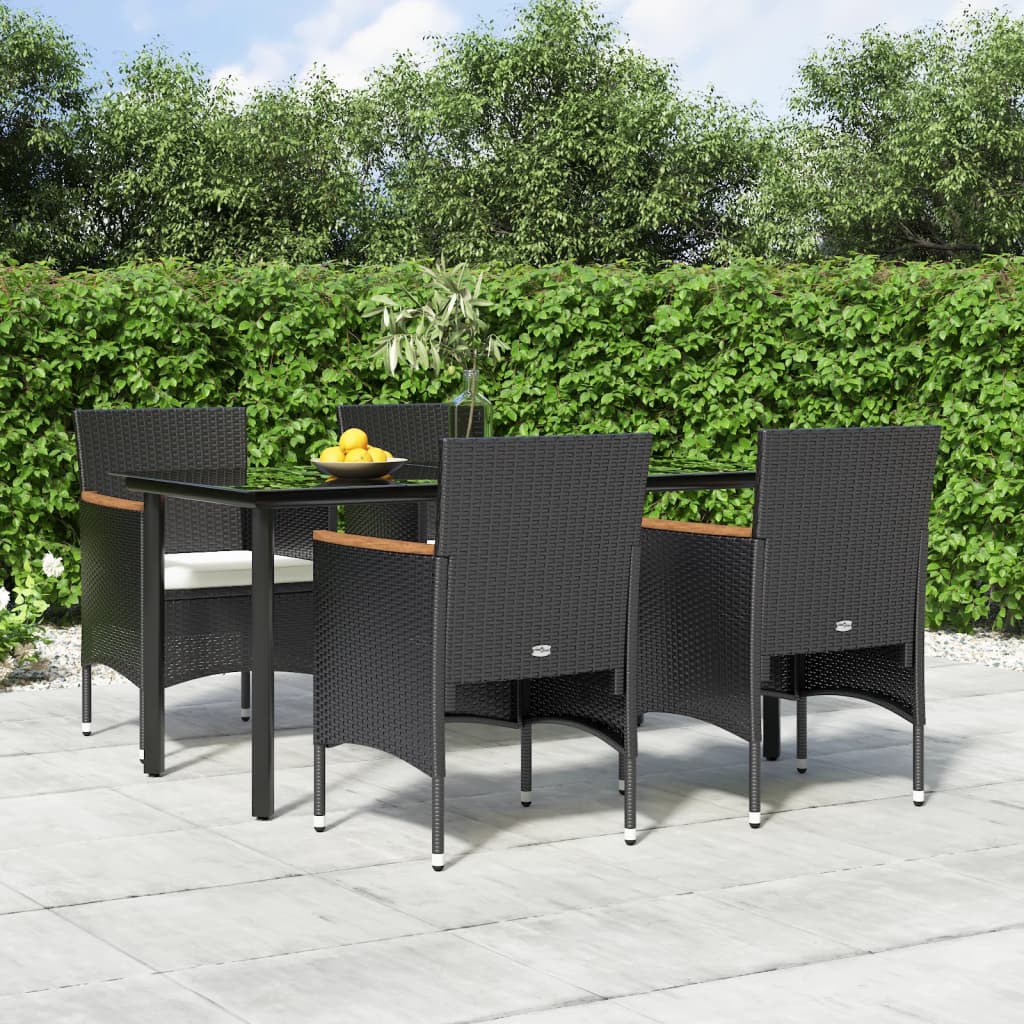 Set da Pranzo da Giardino 5 pz con Cuscini Nero | homemem39