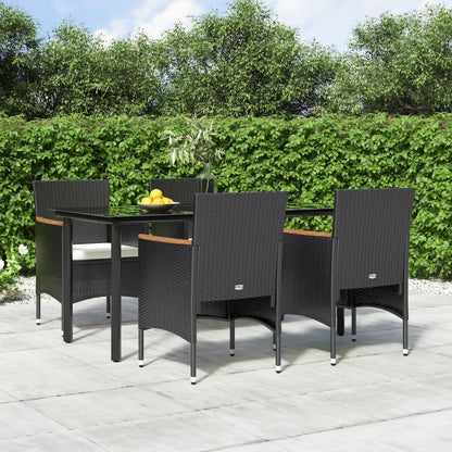 Set da Pranzo da Giardino 5 pz con Cuscini Nero | homemem39