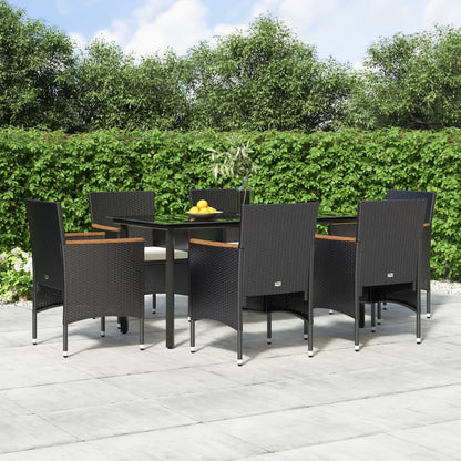 Set da Pranzo da Giardino 7 pz con Cuscini Nero - homemem39