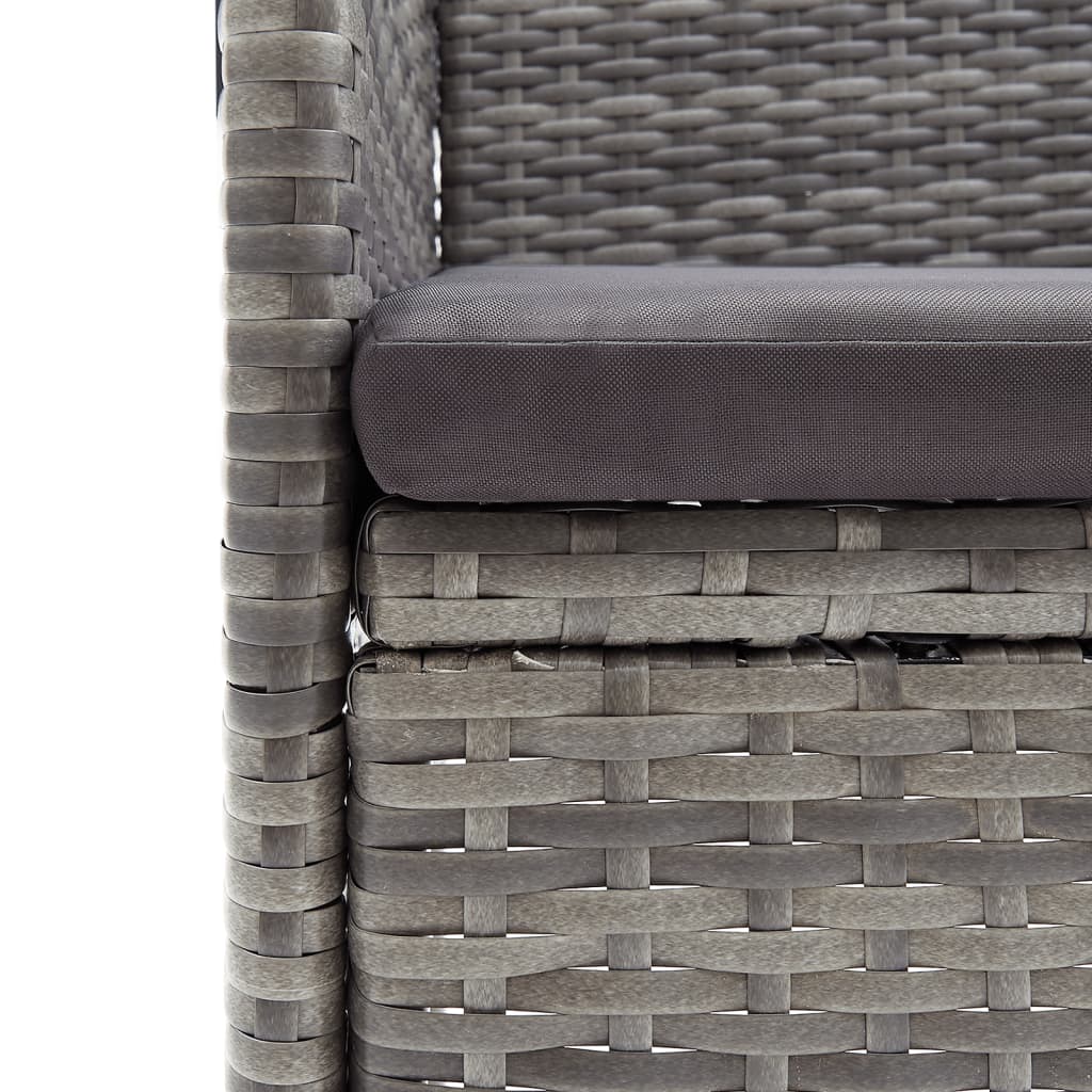 Set da Pranzo da Giardino 5 pz con Cuscini Grigio e Nero - homemem39