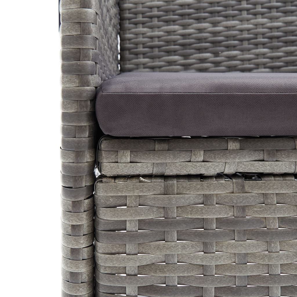 Set da Pranzo da Giardino 7 pz con Cuscini Grigio e Nero - homemem39