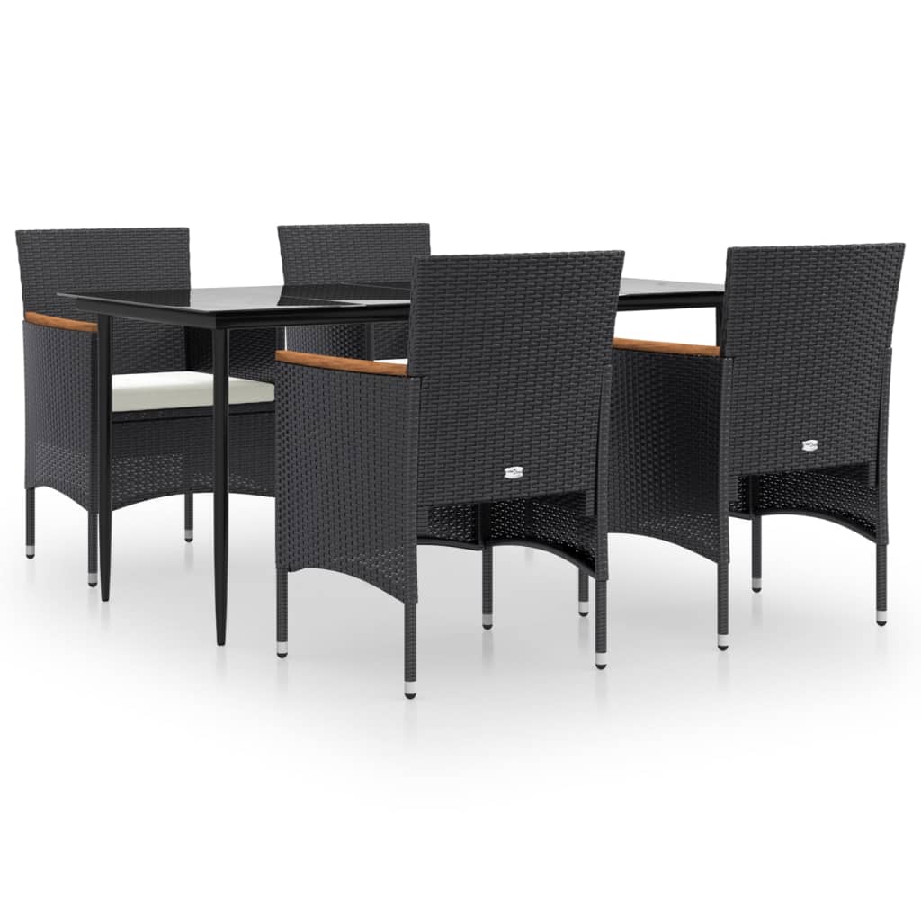 Set da Pranzo da Giardino 5 pz con Cuscini Nero | homemem39