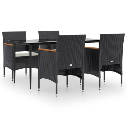 Set da Pranzo da Giardino 5 pz con Cuscini Nero | homemem39