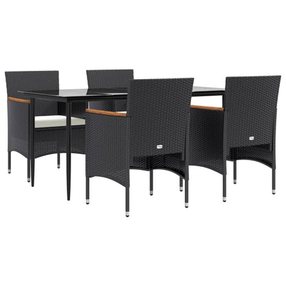 Set da Pranzo da Giardino 5 pz con Cuscini Nero | homemem39