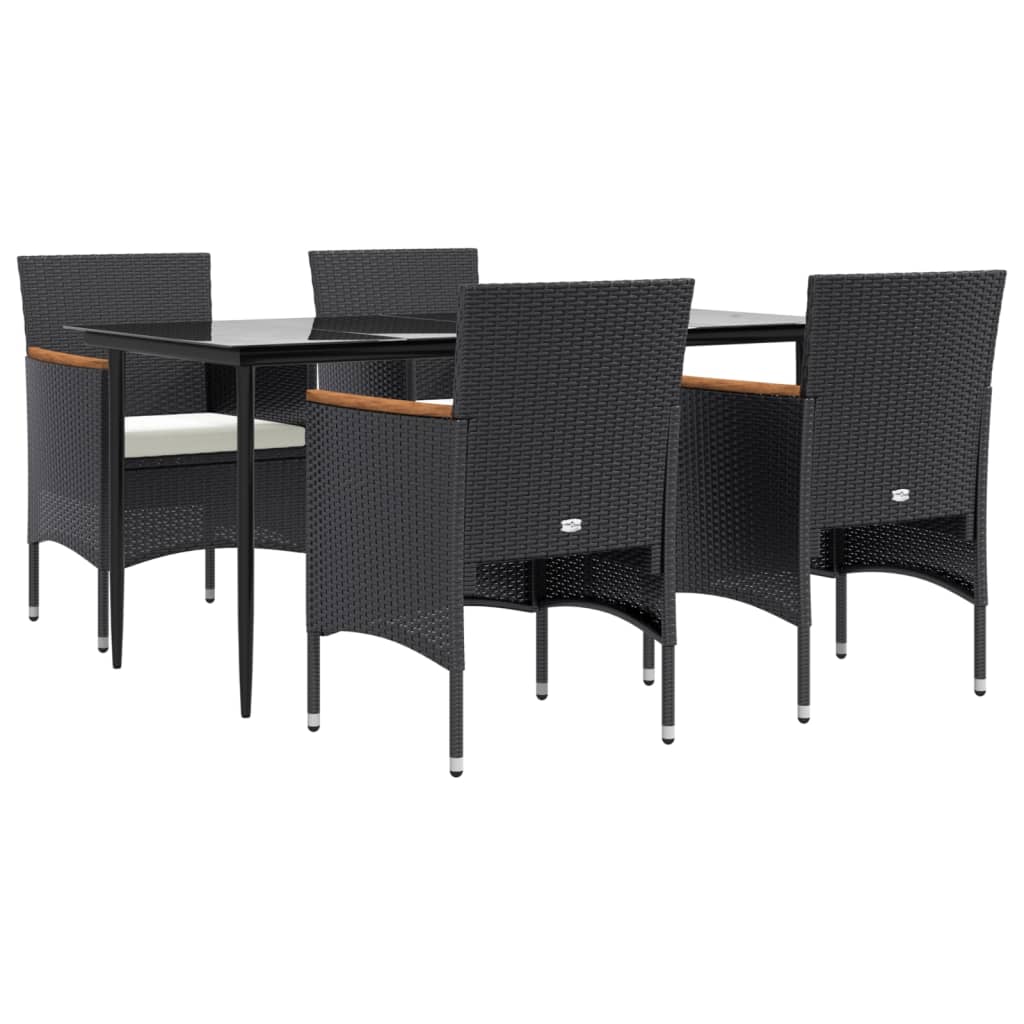 Set da Pranzo da Giardino 5 pz con Cuscini Nero - homemem39