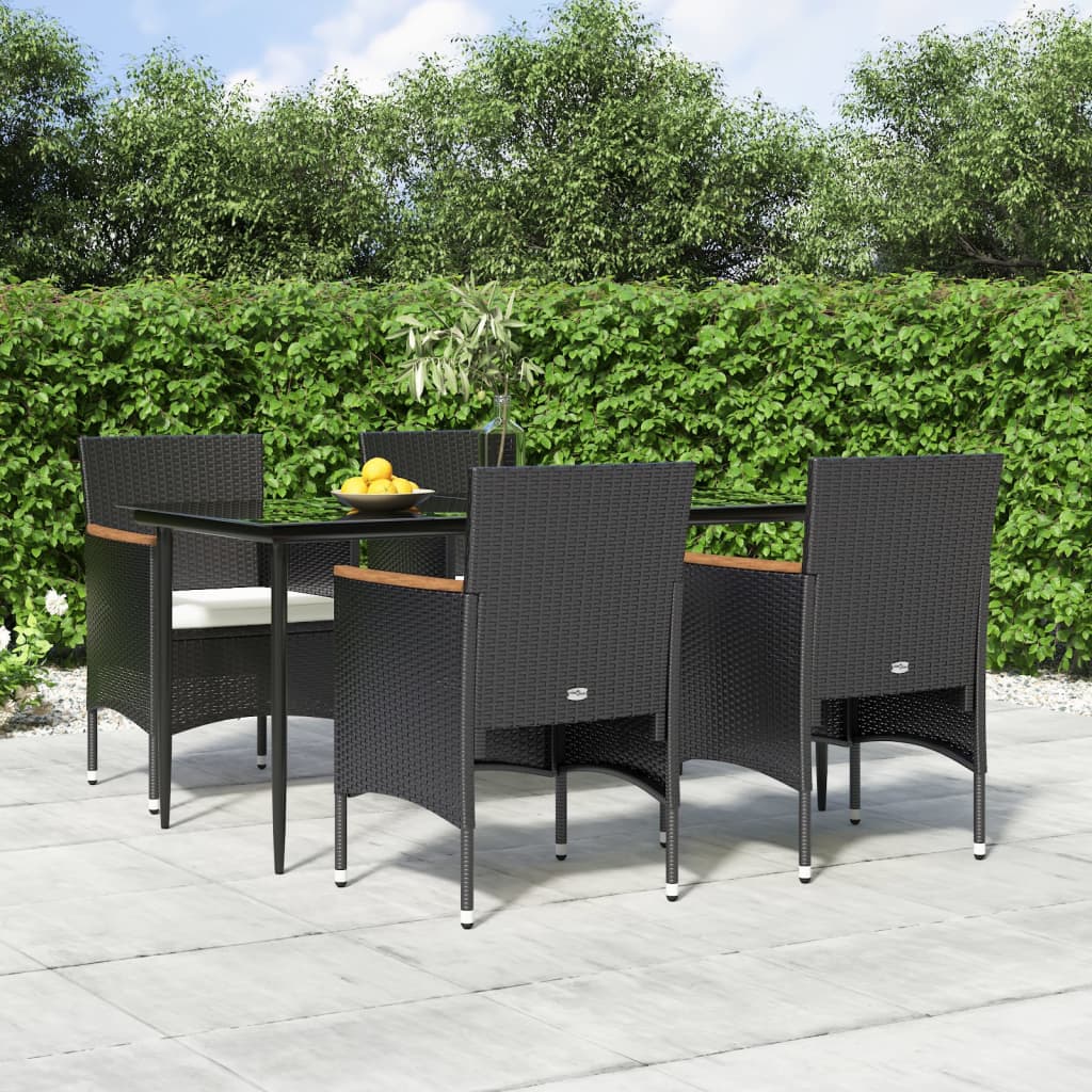 Set da Pranzo da Giardino 5 pz con Cuscini Nero - homemem39