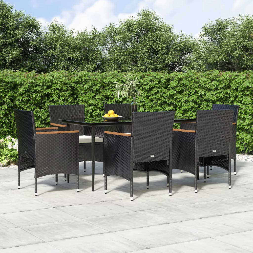 Set da Pranzo da Giardino 7 pz con Cuscini Nero - homemem39