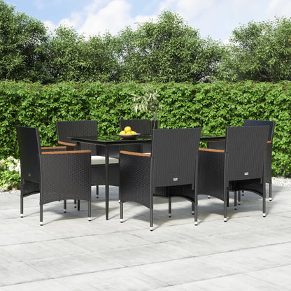 Set da Pranzo da Giardino 7 pz con Cuscini Nero - homemem39