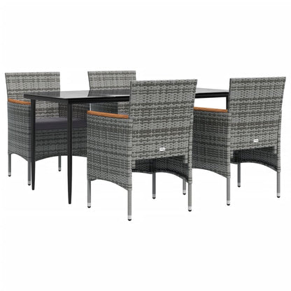 Set da Pranzo da Giardino 5 pz con Cuscini Grigio e Nero - homemem39