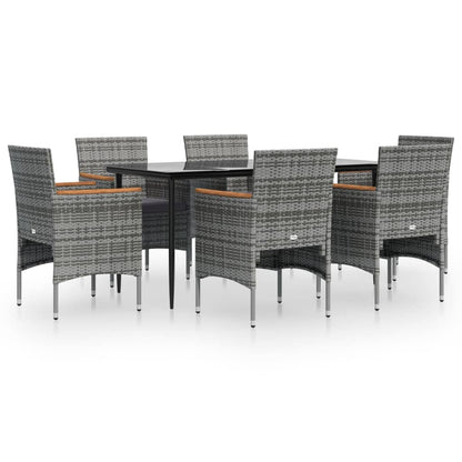 Set da Pranzo da Giardino 7 pz con Cuscini Grigio e Nero | homemem39