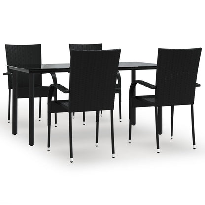 Set da Pranzo da Giardino 5 pz Nero in Polyrattan | homemem39