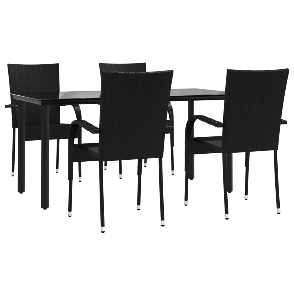 Set da Pranzo da Giardino 5 pz Nero in Polyrattan | homemem39