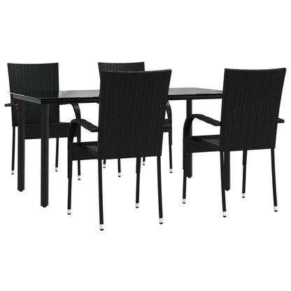 Set da Pranzo da Giardino 5 pz Nero in Polyrattan | homemem39