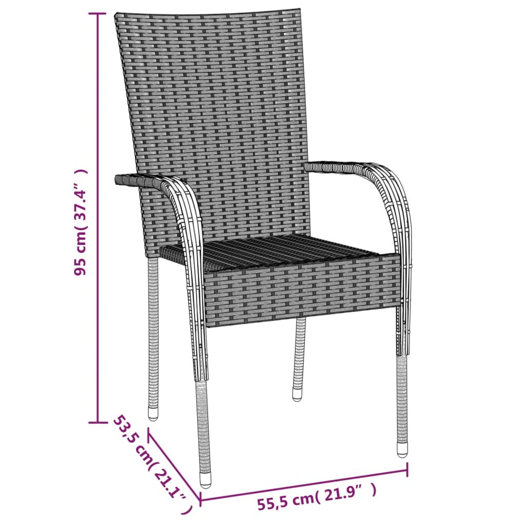 Set da Pranzo da Giardino 5 pz Nero in Polyrattan | homemem39