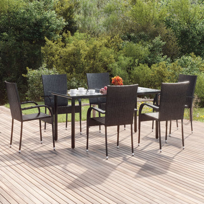 Set da Pranzo da Giardino 7 pz Nero in Polyrattan | homemem39