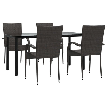 Set da Pranzo da Giardino 5 pz Marrone in Polyrattan | homemem39