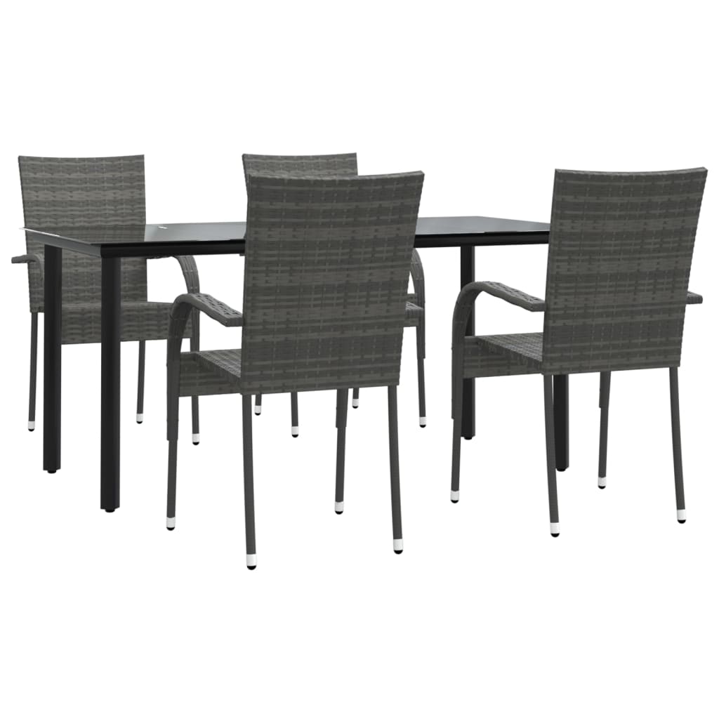 Set da Pranzo da Giardino 5 pz Grigio in Polyrattan - homemem39